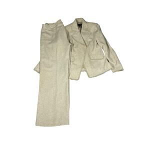 Sutton Studio Women's Size 14 Beige Textured Blazer Frayed Trim Jacket